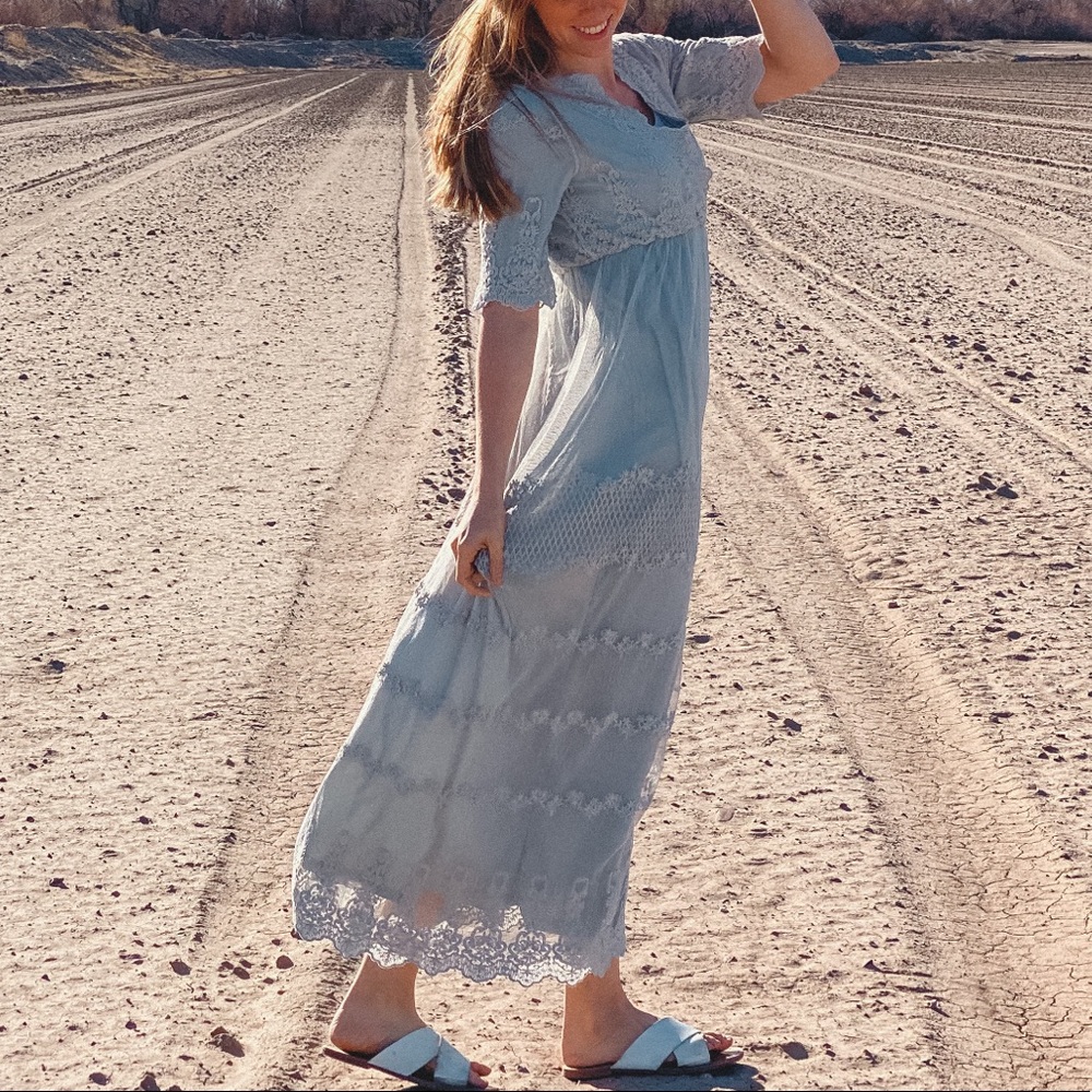 Mint Lace Detailed Maxi Dress